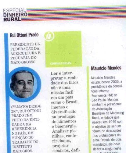 Rui Prado  citado entre as 100 personalidades mais influentes do agronegcio brasileiro